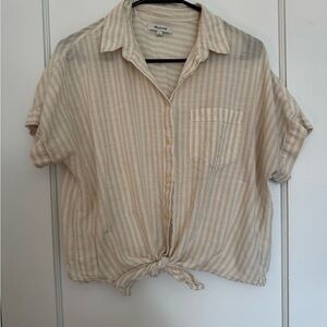 Madewell Cream Striped Button Down Shirt